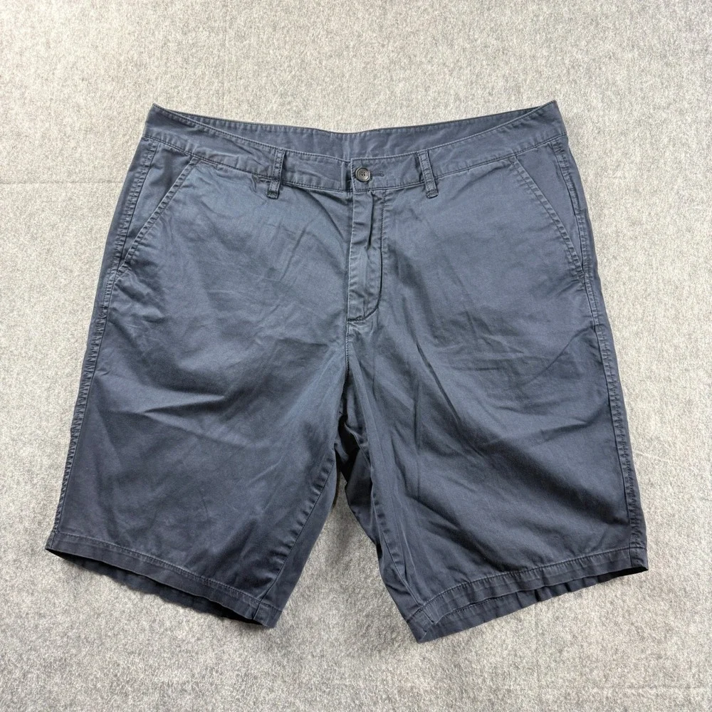 Emporio Armani Mens 37 Flat Front Shorts Navy Blue Cotton Stretch 4 Pockets Auth